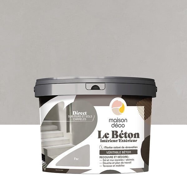 MAISON DECO - Enduit décoratif Le Béton Fer - Gris - 5kg - large