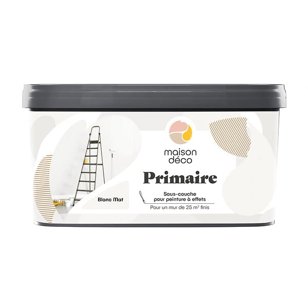 MAISON DECO - Primaire d'accrochage peinture à effet - Blanc mat - 2,5L - large