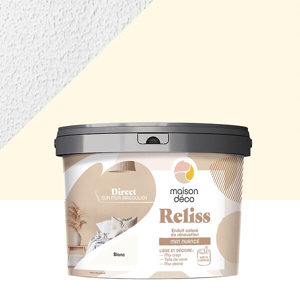 MAISON DECO - Enduit coloré Reliss - Blanc - Mat nuancé - 15kg - large