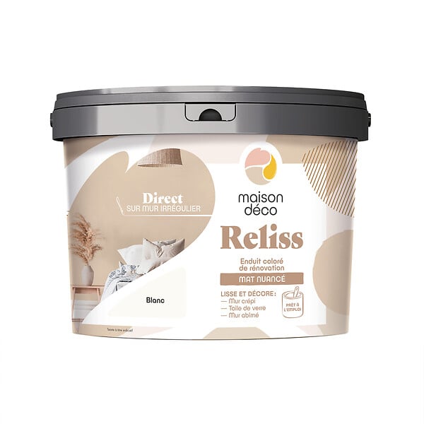 MAISON DECO - Enduit coloré Reliss - Blanc - Mat nuancé - 15kg - large