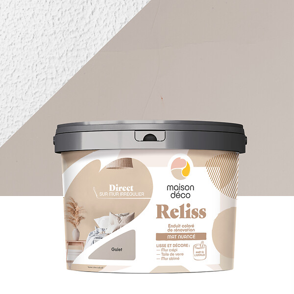 MAISON DECO - Enduit mural coloré Reliss - Galet - Mat nuancé - 15Kg - large