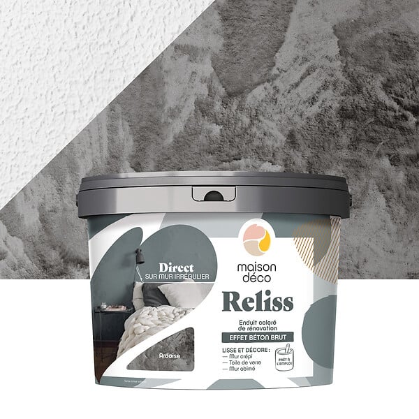 MAISON DECO - Enduit coloré Reliss - Ardoise - Béton brut - 15kg - large