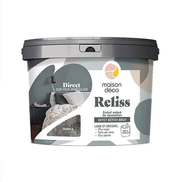 MAISON DECO - Enduit coloré Reliss - Ardoise - Béton brut - 15kg - large