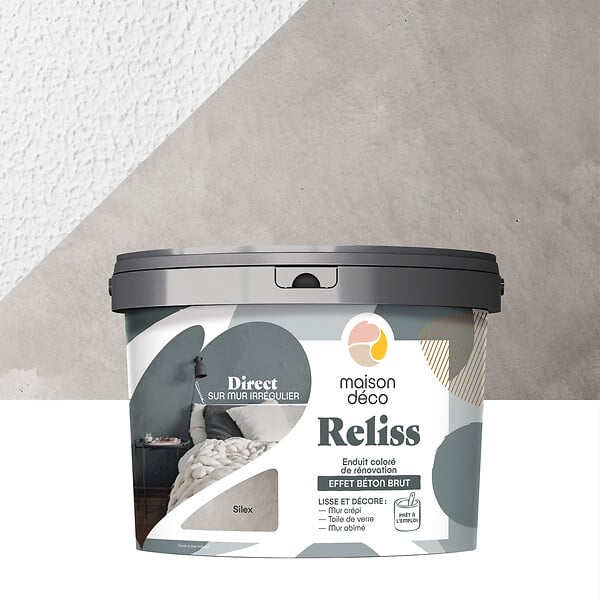 MAISON DECO - Enduit décoratif coloré Reliss - Silex - 15kg - large