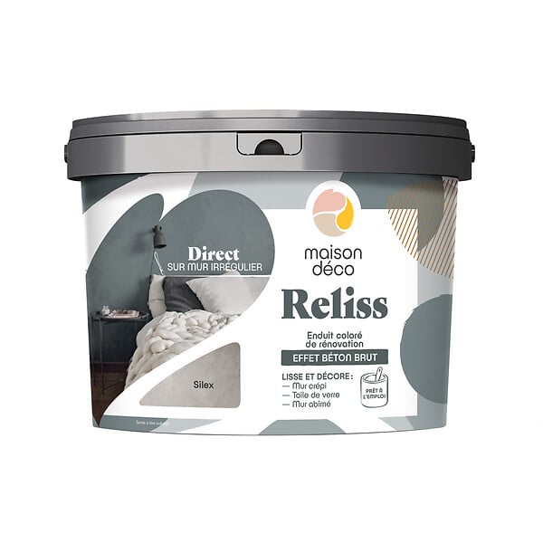 MAISON DECO - Enduit décoratif coloré Reliss - Silex - 15kg - large