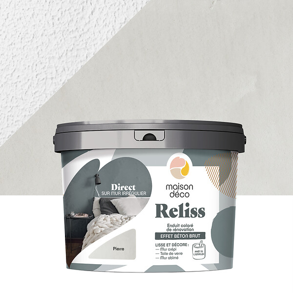 MAISON DECO - Enduit coloré Reliss - Pierre - Béton brut - 15kg - large
