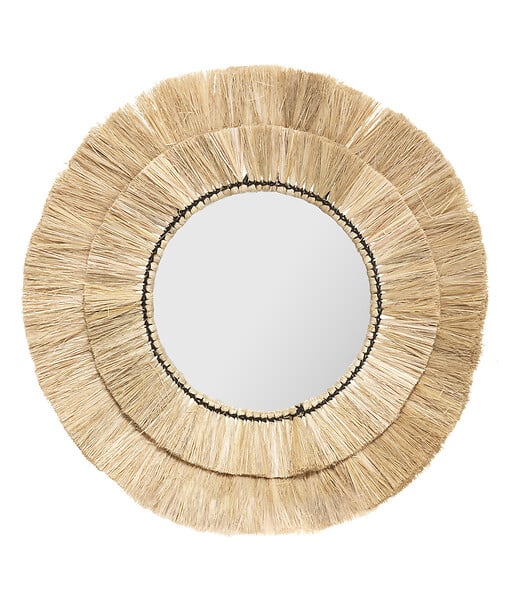 ATMOSPHERA - Lot de 3 Miroirs en Raphia et Verre - large