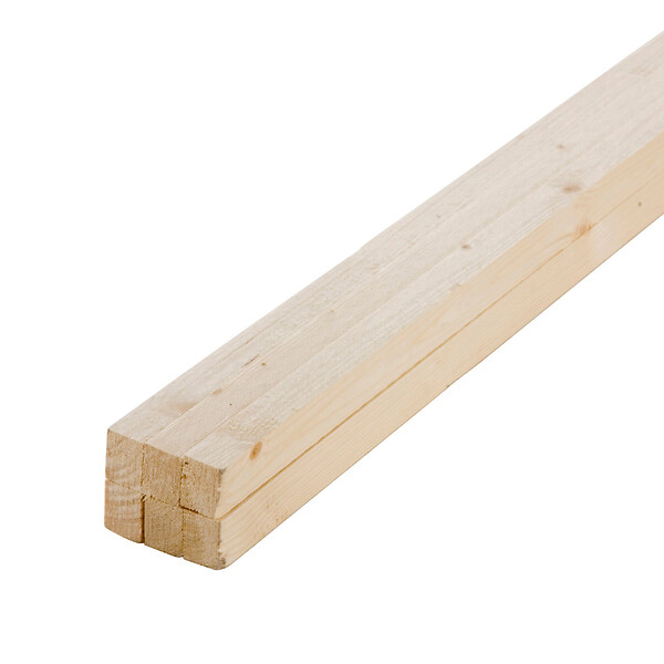 FORESTEA - Lot de 6 tasseaux sapin brut 2000 x 25 x 25 mm traité classe 2 - PEFC 70% - large