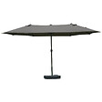 OUTSUNNY - Parasol de jardin XXL dim. 4,6L x 2,7l x 2,4H m ouverture fermeture manivelle pied & contrepoids inclus acier polyester haute densité gris - vignette