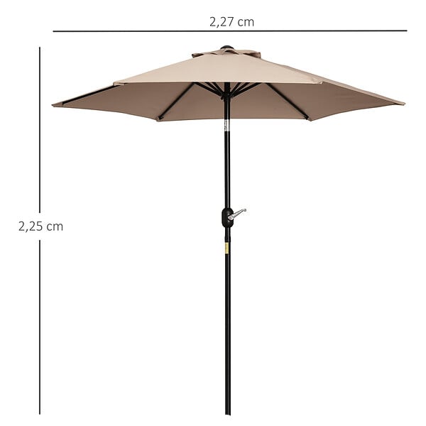 OUTSUNNY - Parasol hexagonal inclinable dim. Ø 2,3 x 2,16H m métal polyester haute densité beige - large
