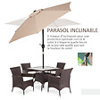 OUTSUNNY - Parasol hexagonal inclinable dim. Ø 2,3 x 2,16H m métal polyester haute densité beige - vignette