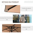 OUTSUNNY - Parasol hexagonal inclinable dim. Ø 2,3 x 2,16H m métal polyester haute densité beige - vignette
