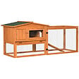 PAWHUT - Clapier cage à lapins rongeurs 2 étages tiroir déjection enclos extérieur toit ouvrant dim. 156L x 58l x 68H cm bois sapin pré-huilé - vignette