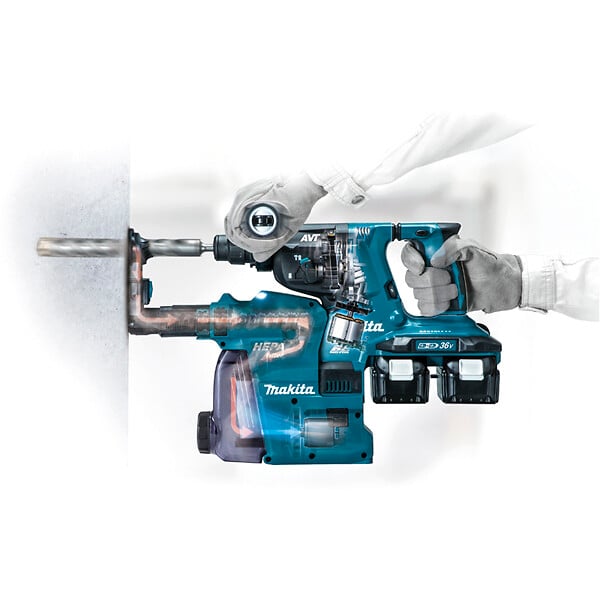 MAKITA - Perfo-burineur SDS-Plus 36 V => 2 x 18 V Li-Ion 5 Ah 28 mm  - 2 batteries, chargeur, coffret - DHR283T2JU - large