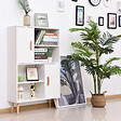 HOMCOM - Bibliothèque scandinave 4 niches + 2 placards avec étagère dim. 80L x 24l x 123H cm pieds effilés inclinés bois massif panneaux particules blanc - vignette