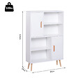 HOMCOM - Bibliothèque scandinave 4 niches + 2 placards avec étagère dim. 80L x 24l x 123H cm pieds effilés inclinés bois massif panneaux particules blanc - vignette