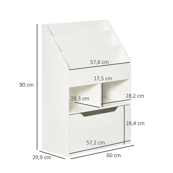 HOMCOM - Bibliothèque étagère multi-rangement 3 étagères 2 niches grand tiroir MDF blanc - large