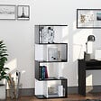 HOMCOM - Bibliothèque étagère meuble de rangement design contemporain en S 4 étagères 60L x 24l x 148H cm noir blanc - vignette