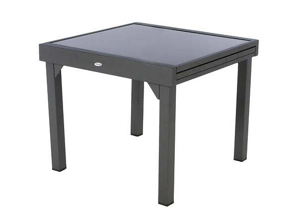 HESPERIDE - Table extensible carrée en verre Piazza 4/8 places Gris anthracite - Hespéride - large
