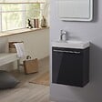 GODART - Meuble lave-mains complet couleur gris anthracite laqué avec mitigeur eau chaude / eau froide - vignette