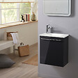 GODART - Meuble lave-mains pour wc gris anthracite brillant avec vasque moderne et mitigeur - vignette