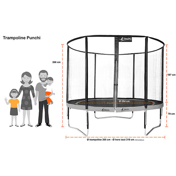 KANGUI - Trampoline Ø 300cm + filet de sécurité + échelle + bâche - PUNCHI 300 Vert - large
