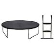 KANGUI - Trampoline jardin Ø 250 cm + filet + échelle + bâche - JUMPI 250 - Noir/Vert - vignette