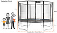 KANGUI - Trampoline Ø 430cm + filet de sécurité + échelle + kit ancrage - PUNCHI 430 Bleu - vignette