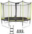 KANGUI - Trampoline Ø 430 cm + filet + échelle + kit d'ancrage - JUMPI 430 - Noir/Vert - vignette