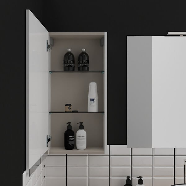 PLANETE BAIN - Armoire de salle de bain 40x80 laqué blanc brillant à suspendre - large