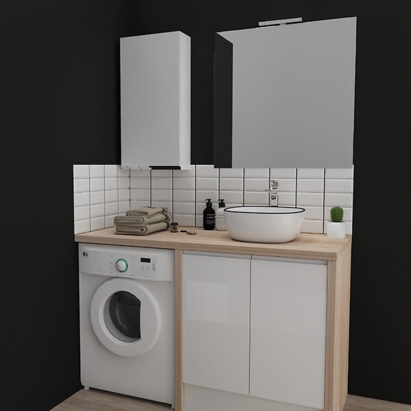 PLANETE BAIN - Armoire de salle de bain 40x80 laqué blanc brillant à suspendre - large