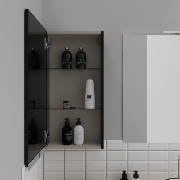 PLANETE BAIN - Armoire de salle de bain 40x80 Noire brillante à suspendre - large