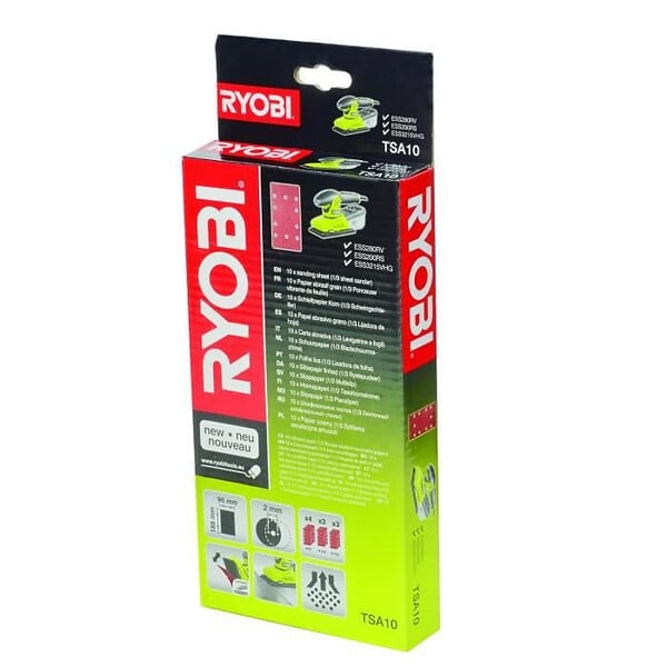 RYOBI - Assortiment 10 abrasifs auto-agrippants RYOBI 188x95mm pour ponceuses vibrantes TSA10 - large