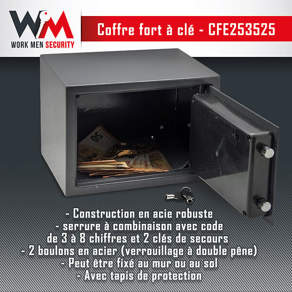 ELEM TECHNIC - Coffre fort électronique 25x35x25cm - Work Men - large