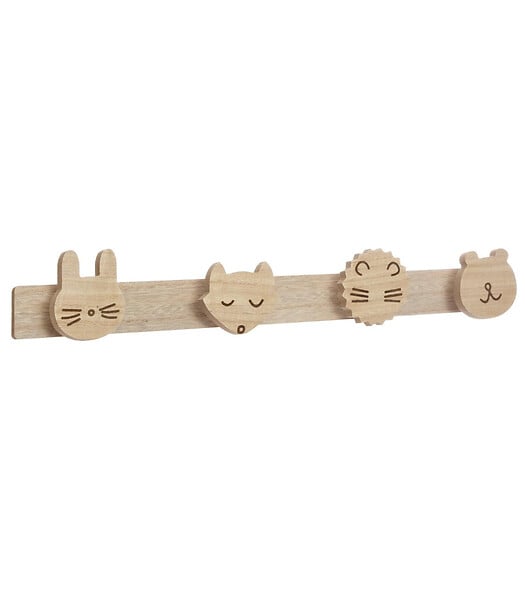 ATMOSPHERA - Patère Enfant en Bois 4 Crochets Animaux sauvages - large