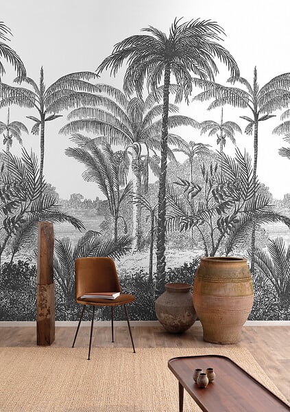 GRANDECO - P.digital palm scenery noir - large