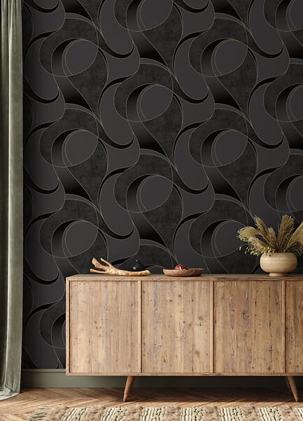 GRANDECO - Papier peint expansé intissé Linares - Noir - L.10,05xl.53cm - large