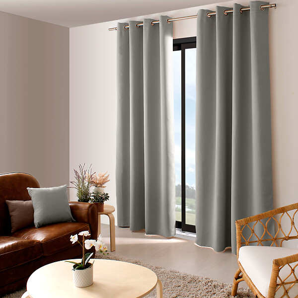 C MA DECO - Rideau occultant 8 œillets 140x240cm Gris - large