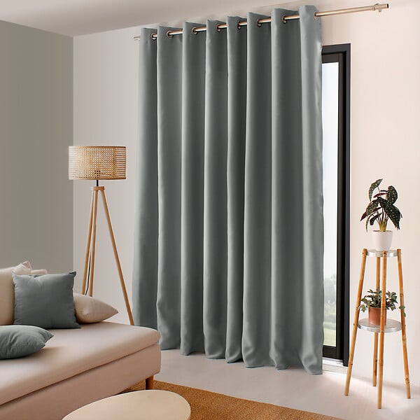 C MA DECO - Rideau occultant 16 œillets - Gris - 300x240cm - large