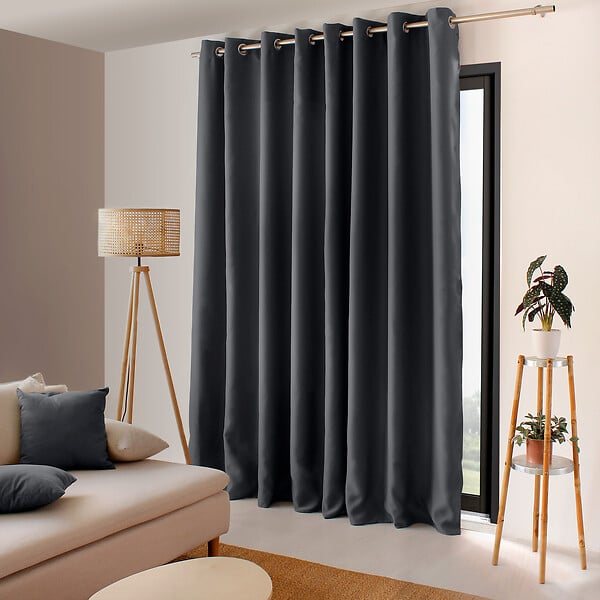 C MA DECO - Rideau occultant 16 œillets - Gris foncé - 300x240cm - large