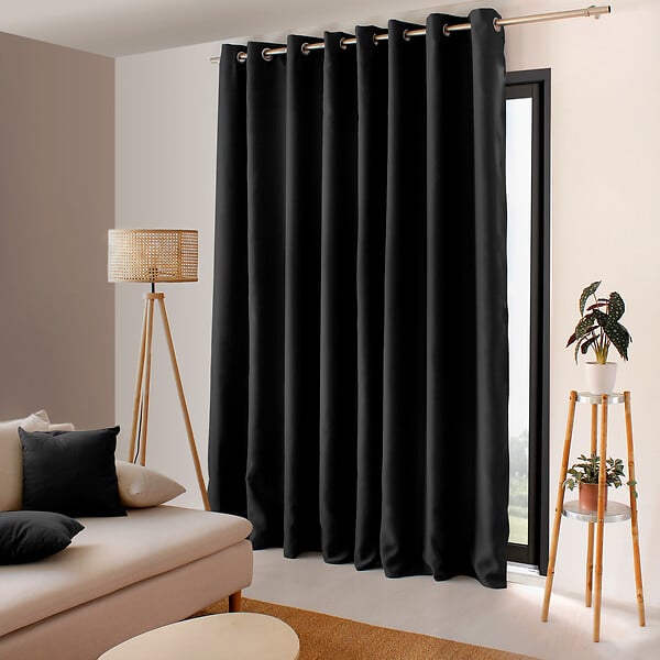 C MA DECO - Rideau occultant 16 oeillets 300x240cm noir - large