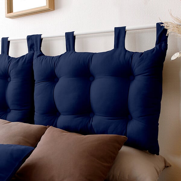 C MA DECO - Tête de lit coussin Panama 70x45cm - Bleu marine - large