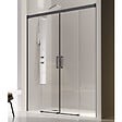KASSANDRA - Paroi de douche 2 verres fixes + 2 portes coulissantes GLASÉ profil noir mat 160 cm - vignette