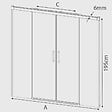 KASSANDRA - Paroi de douche 2 verres fixes + 2 portes coulissantes GLASÉ profil noir mat 140 cm - vignette