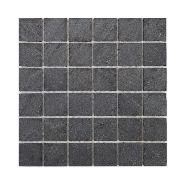 U-TILE - Mosaïque en pierre naturelle 100 x 50 cm - carreau 5 x 5 cm graphite noir - large