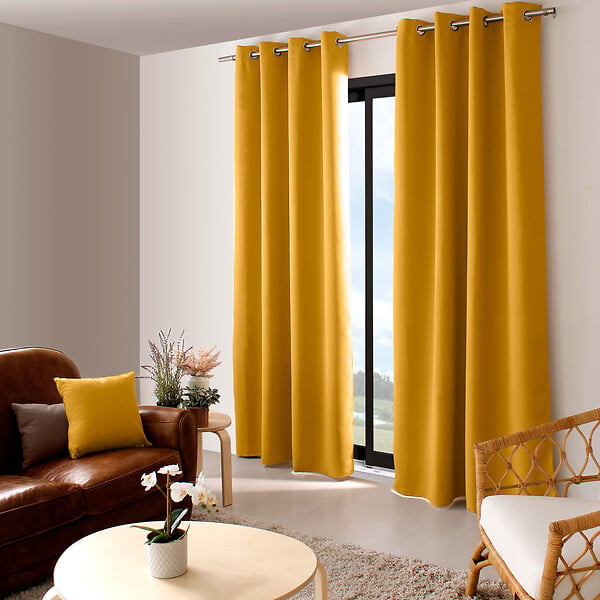 C MA DECO - Rideau occultant 8 oeillets 140x240cm moutarde - large