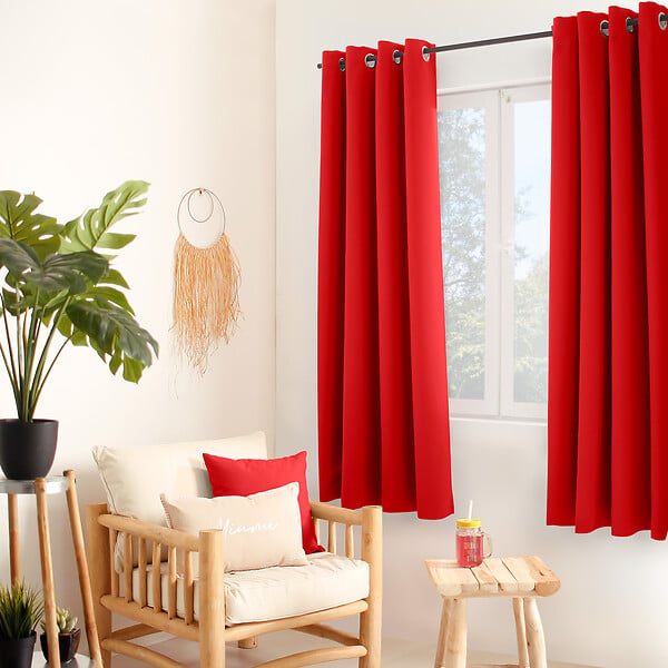 C MA DECO - Rideau occultant 8 oeillets 140x180cm rouge - large