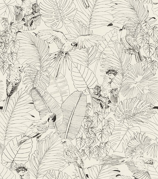 RASCH - Papier peint vinyle Serre tropicale - Noir - L.10,05xl.0,53m - large