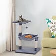 PAWHUT - Arbre à chat 3 griffoirs grattoirs sisal naturel plateforme hamac et boule suspendue dim. 50L x 36l x 70H cm peluche haute densité 220 g/m² gris - vignette