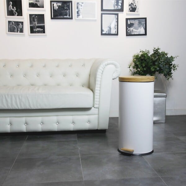 KITCHEN MOVE - Poubelle à pédale inox FOREST blanc 30L - large